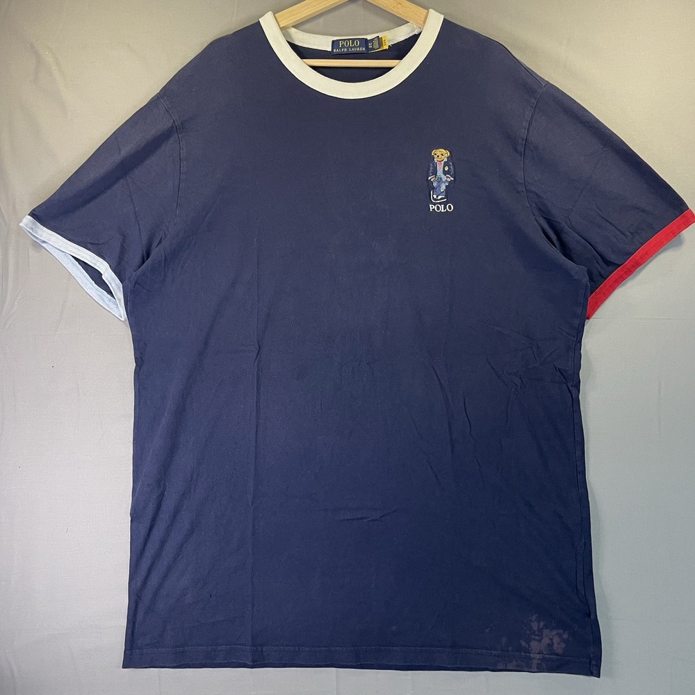 Polo Ralph Lauren Polo Bear Ringer T-Shirt XL Long Navy (Read)